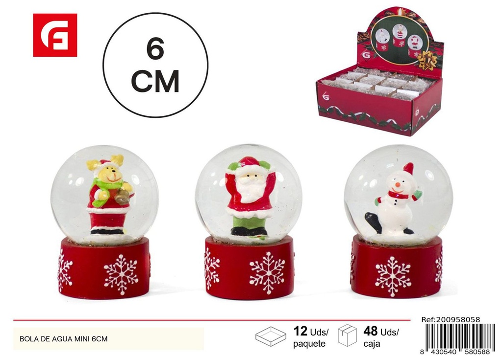 Bola de agua mini 6cm - Decoraciones navideñas