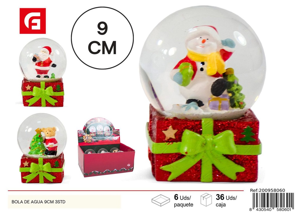 Bola de agua 9cm 3std - Decoraciones navideñas