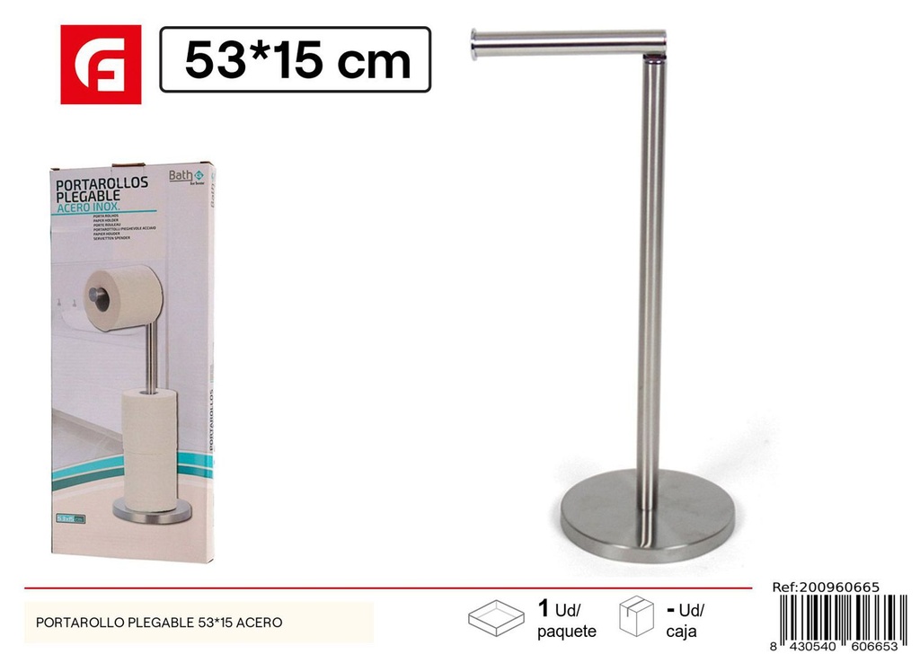 Portarollo plegable acero 53x15cm para cocina y baño