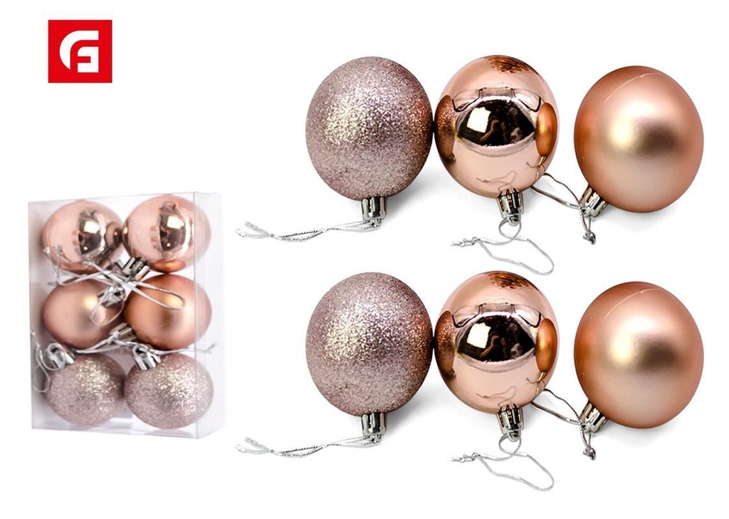 Bola de Navidad 6 pcs oro rosado 4 cm - Adornos navideños