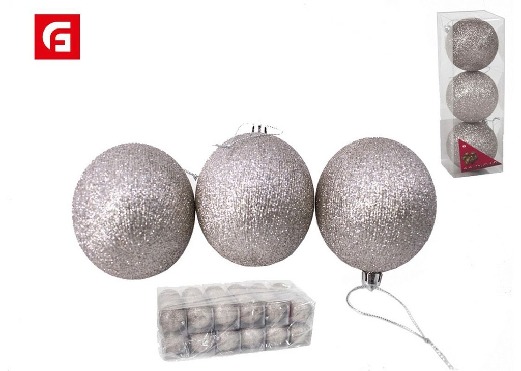 Bola de Navidad 8 cm glitter plata - Decoraciones navideñas