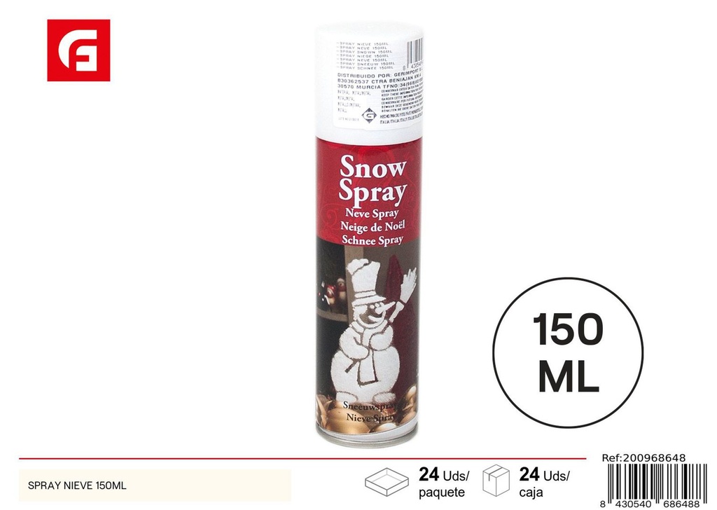 Spray de nieve 150 ml - Decoración navideña