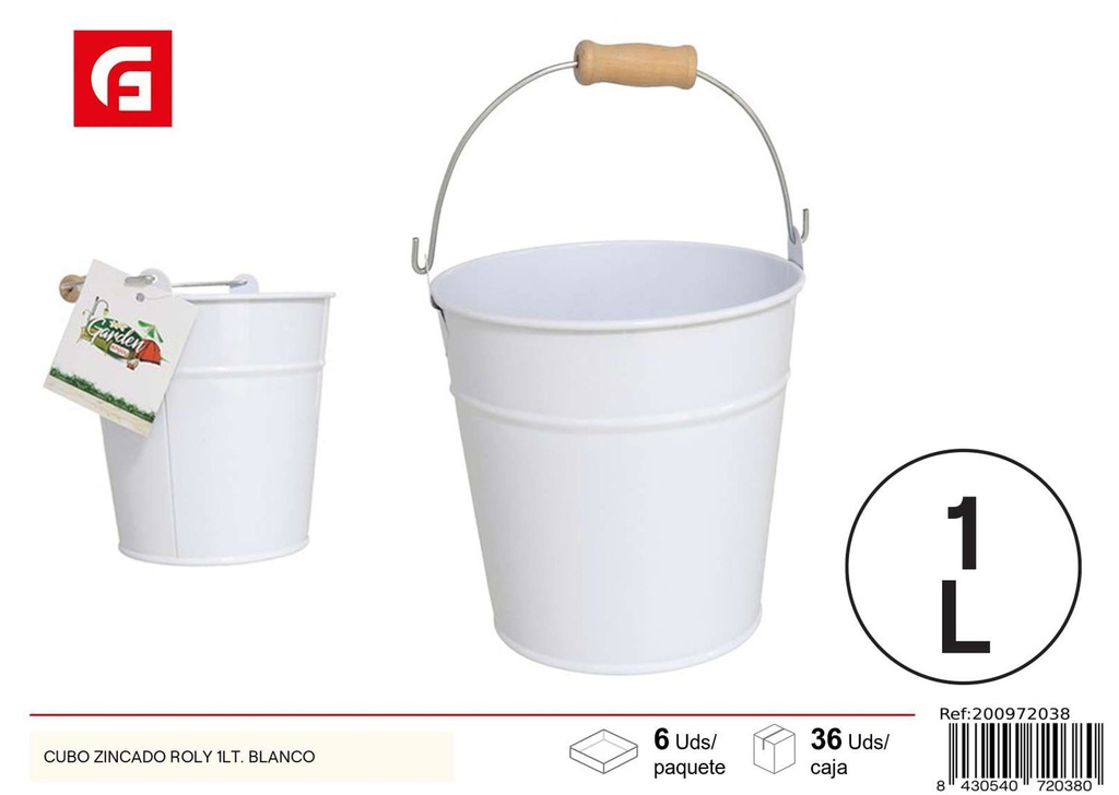 Cubo de zincado Roly 1L blanco - Accesorio de jardín