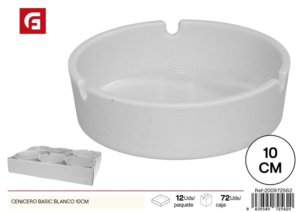 Cenicero blanco básico 10cm - Artículos para fumadores y ceniceros