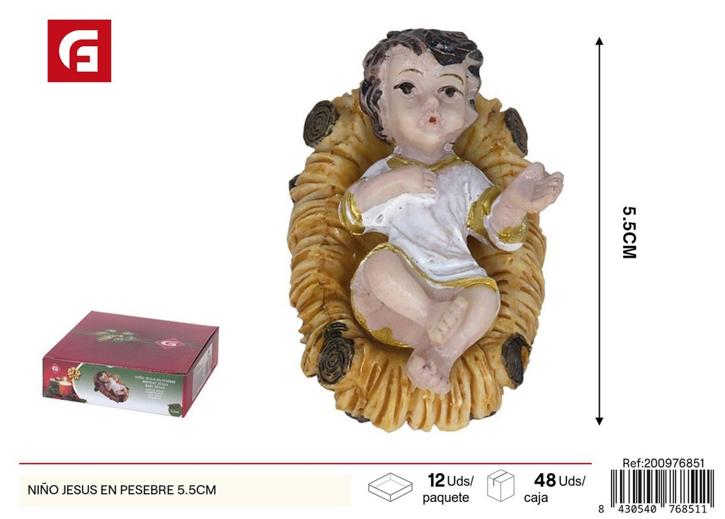 Niño Jesús en pesebre 5.5 cm - Figuras de Navidad