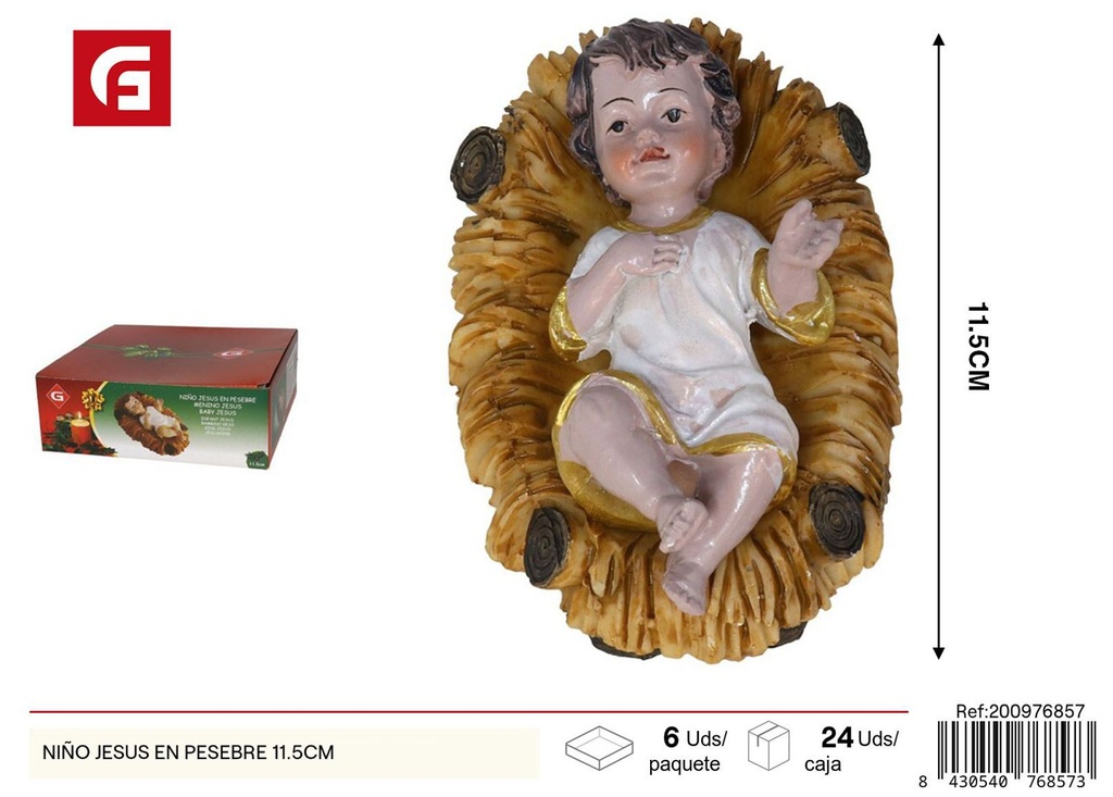 Niño Jesús en pesebre 11.5 cm - Figuras navideñas