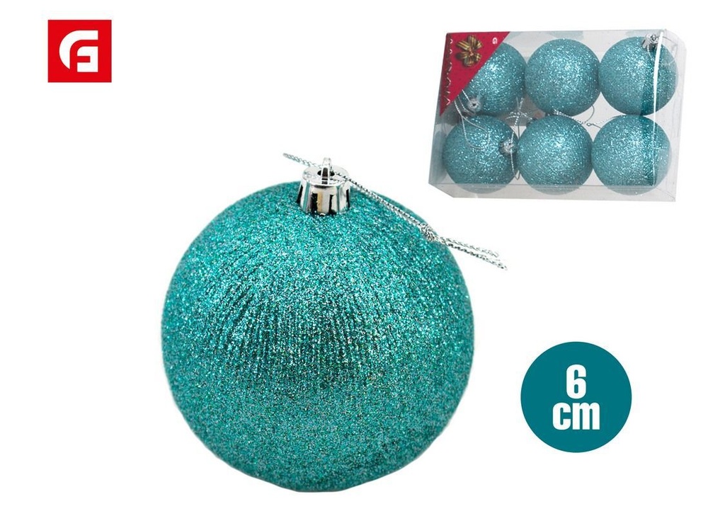 Set de 6 bolas de Navidad Cody verde 6 cm - Decoraciones navideñas