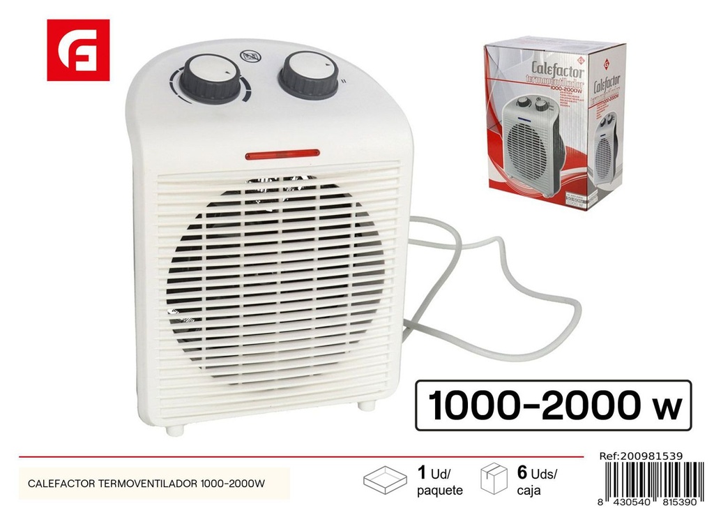 Calefactor termoventilador 1000-2000W para calefacción