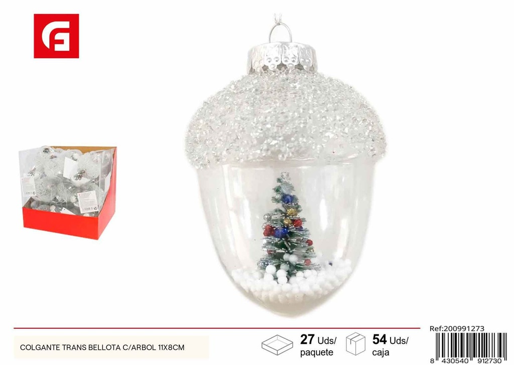 Colgante trans bellota con árbol 11x8cm - Decoraciones navideñas