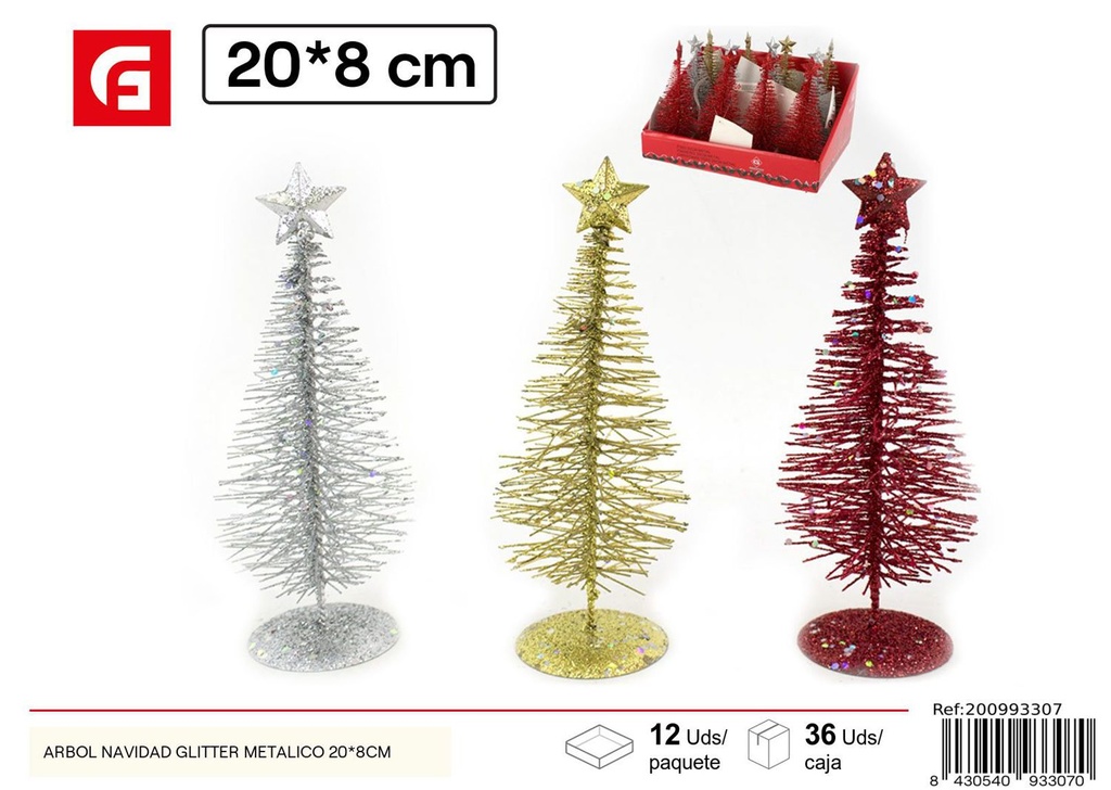 Árbol de Navidad glimmer metálico 20x8cm - Decoración navideña