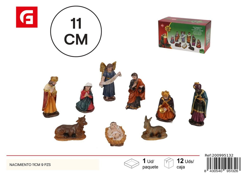 Nacimiento 11cm 9 piezas - Decoraciones navideñas