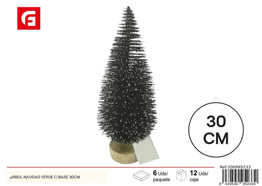 Árbol de navidad verde con base 30cm para decoración navideña