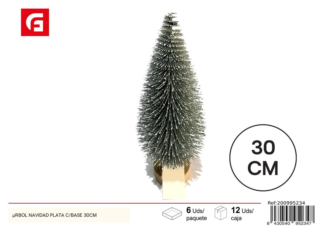 Árbol navidad plata c/base 30cm - Adornos festivos