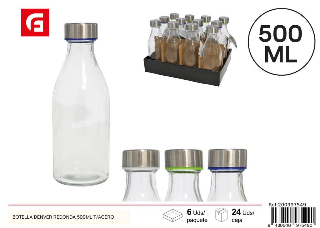Botella redonda de acero Denver 500 ml - Utensilio de cocina