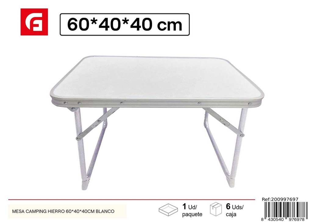 Mesa de camping de hierro 60*40*40cm blanca - Mobiliario de jardín