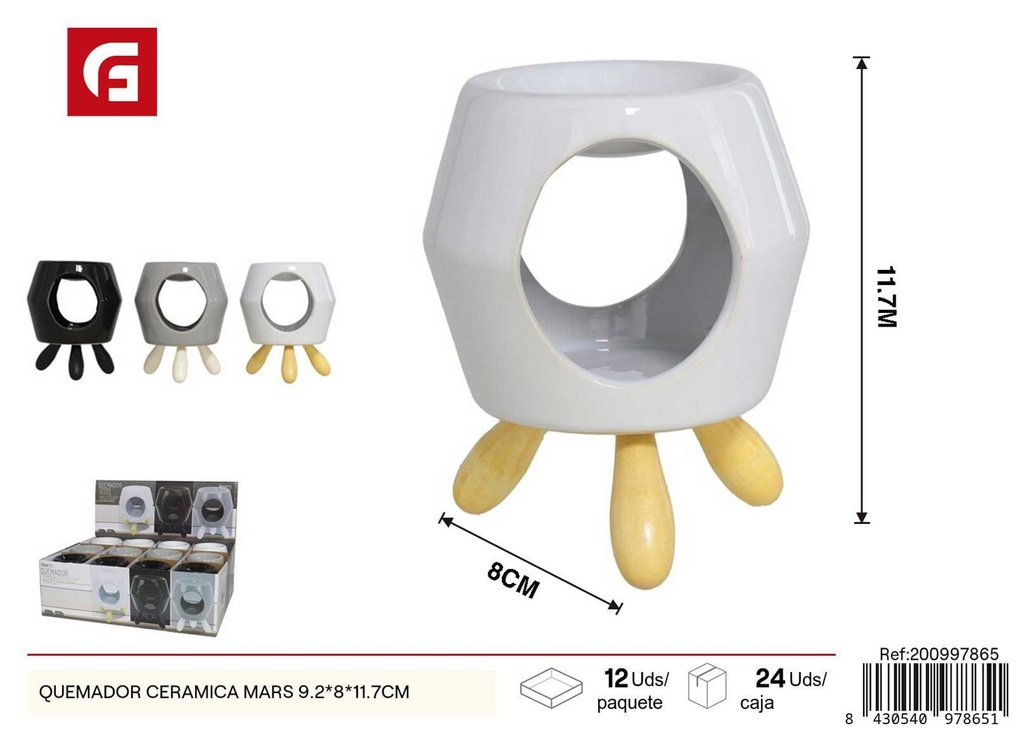 Quemador de aromaterapia cerámica Mars 9.2x8x11.7cm para ambientar espacios