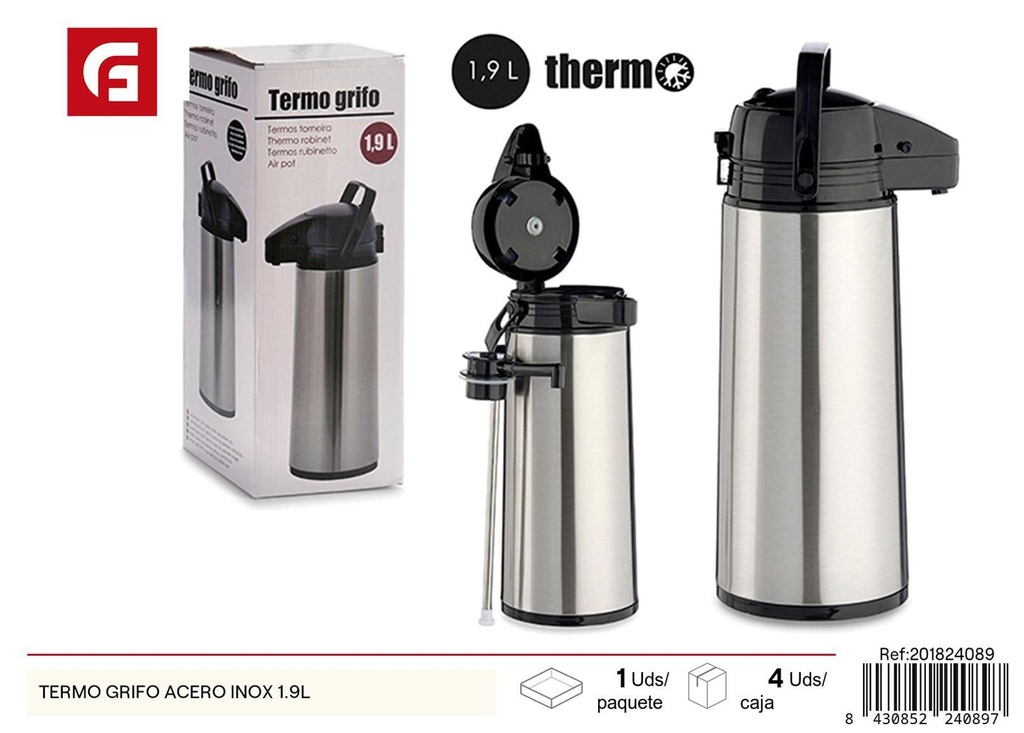 Termo de grifo acero inoxidable 1.9L para bebidas calientes