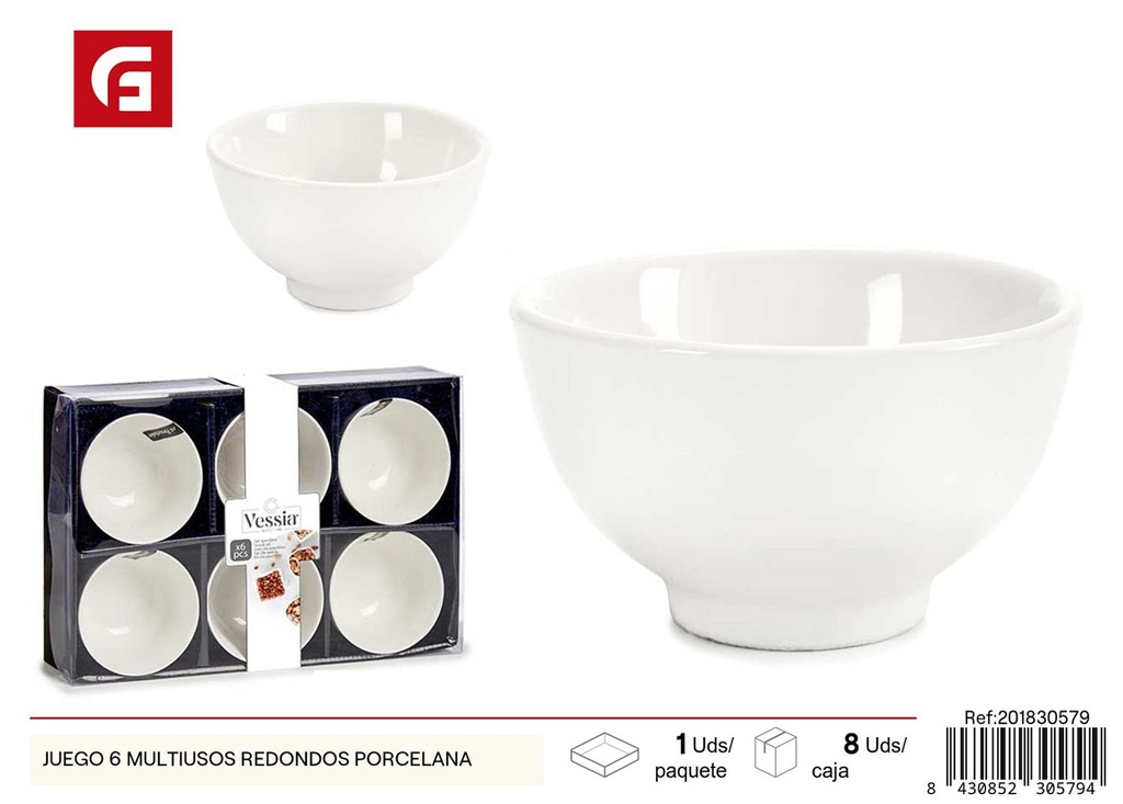 Juego de 6 cuencos de porcelana - Utensilios de cocina