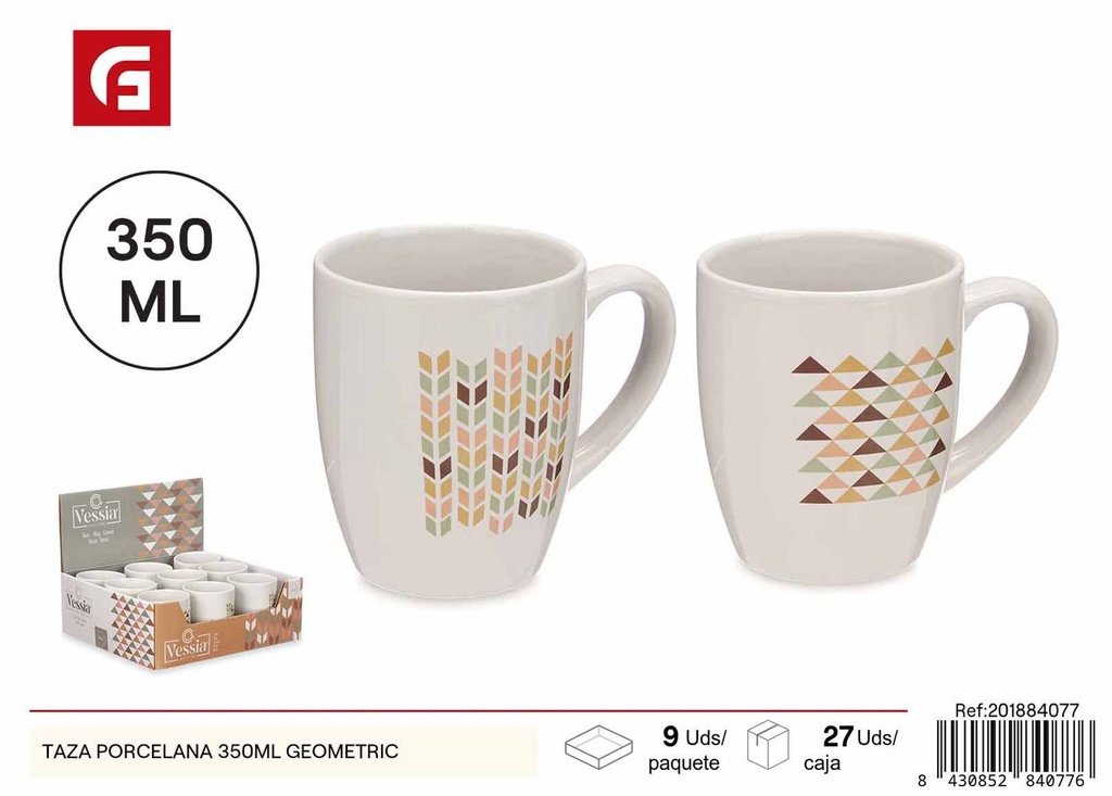 Taza de porcelana 350 ml geométrico - Cristalería