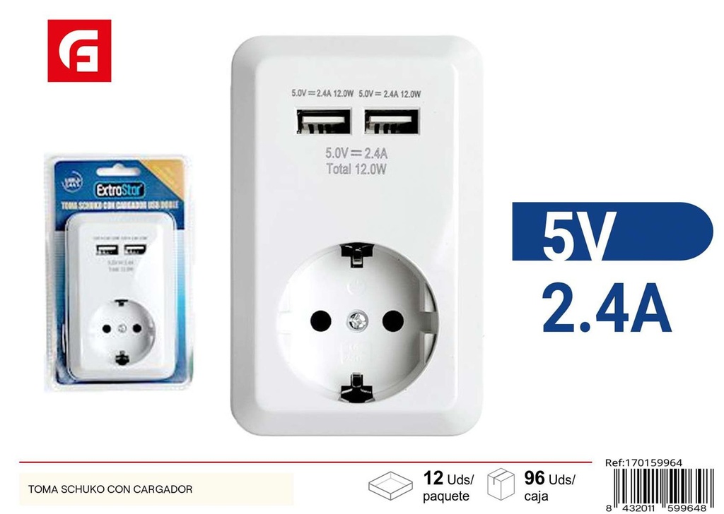 Adaptador Schuko con cargador - Suministros eléctricos