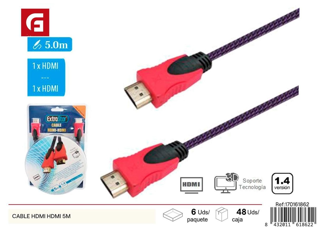 Cable HDMI 5m para conexiones eléctricas