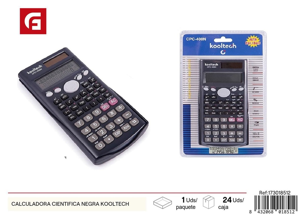 Calculadora científica negra Kooltech - Material de oficina