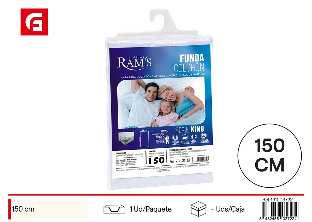 Funda de colchón cama 150 king blanca - Ropa de cama y textiles del hogar