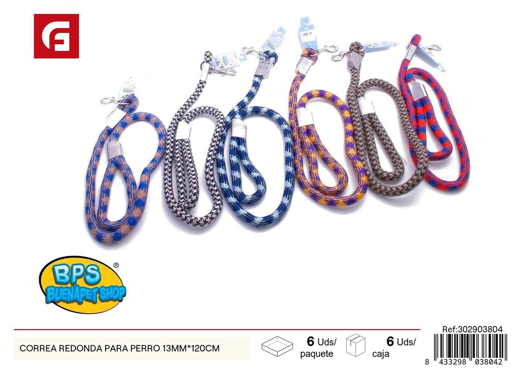 Correa redonda para perro 13mm*120cm - Correas y collares para mascotas