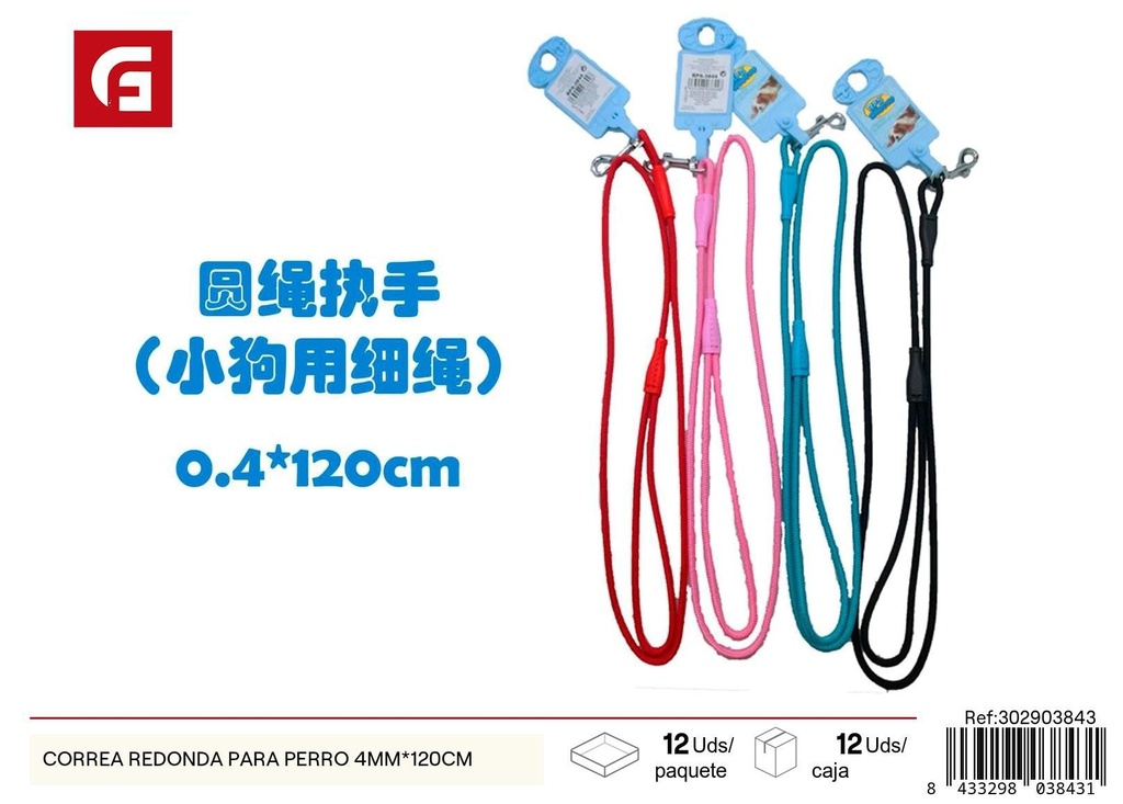 Correa redonda para perro 4mm*120cm - Correas y collares para mascotas