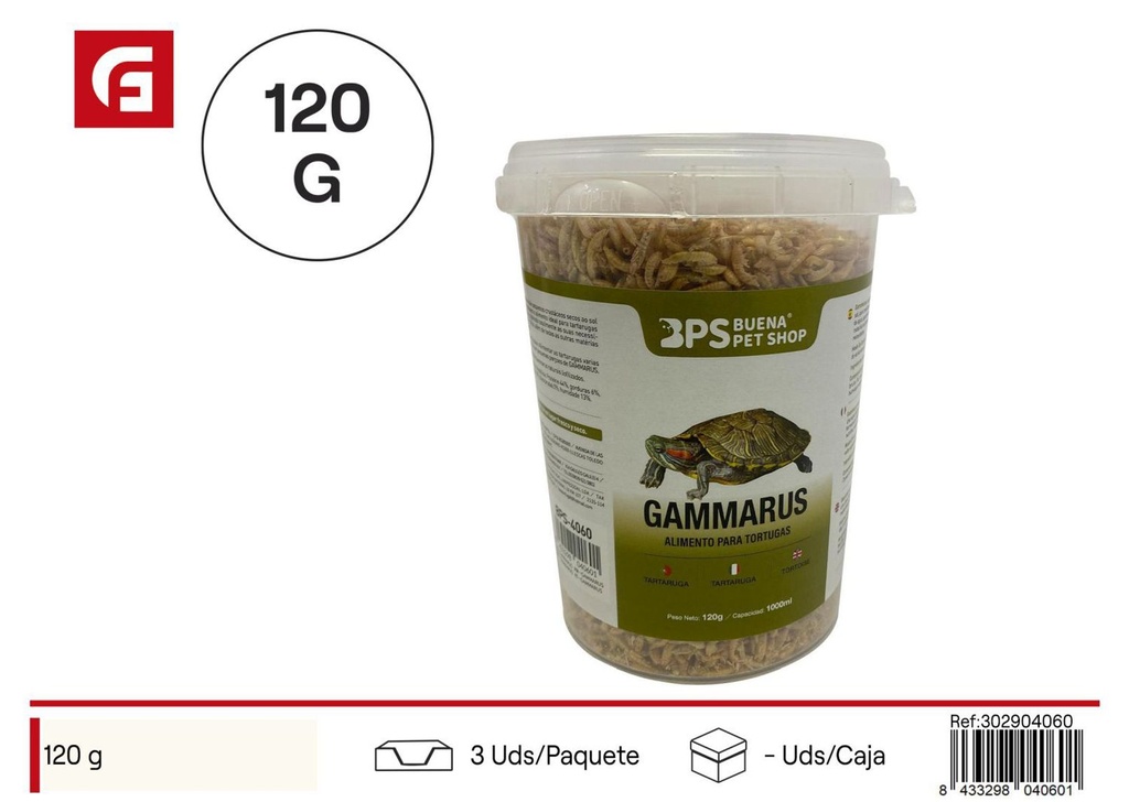 Alimento Gamarus 120g para mascotas acuáticas