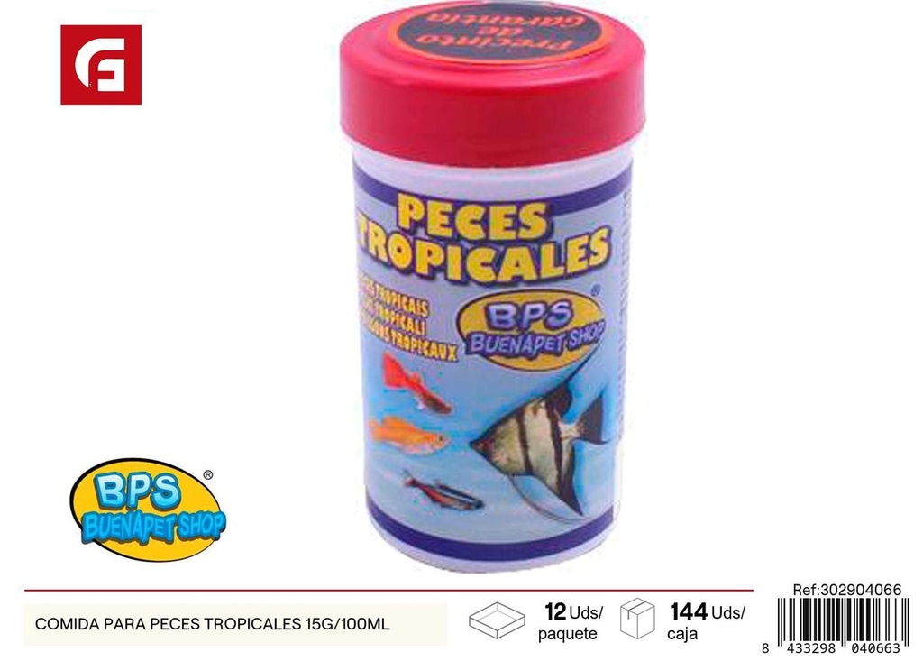 Comida para peces tropicales 15g/100ml - Alimentos para mascotas