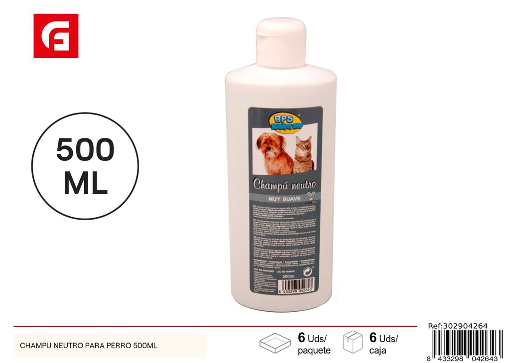 Champú neutro para perro 500ml - Accesorios de belleza para mascotas