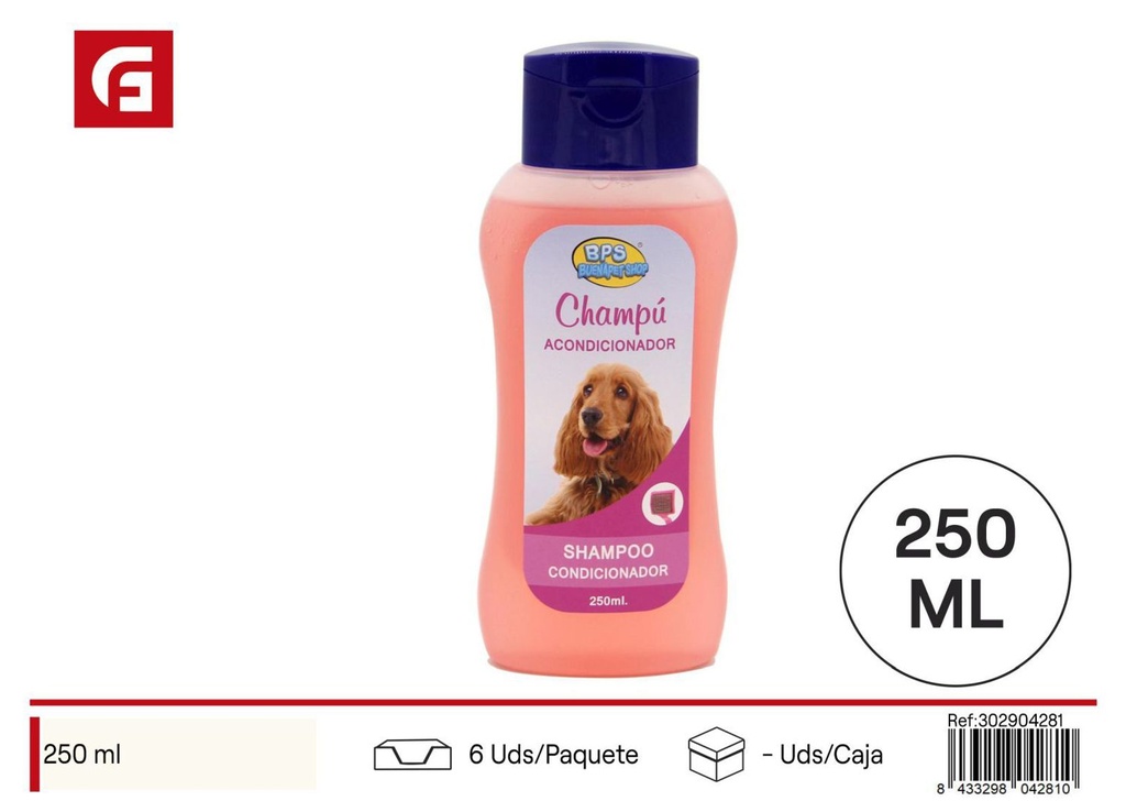 Champú acondicionador 250ml para perros para cuidado de mascotas