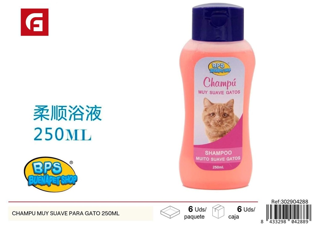 Champú muy suave para gato 250ml para cuidado de mascotas