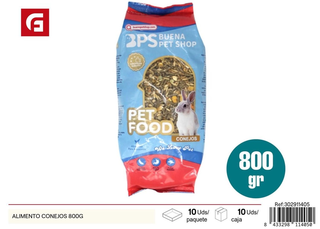 Alimento para conejos 800g para mascotas