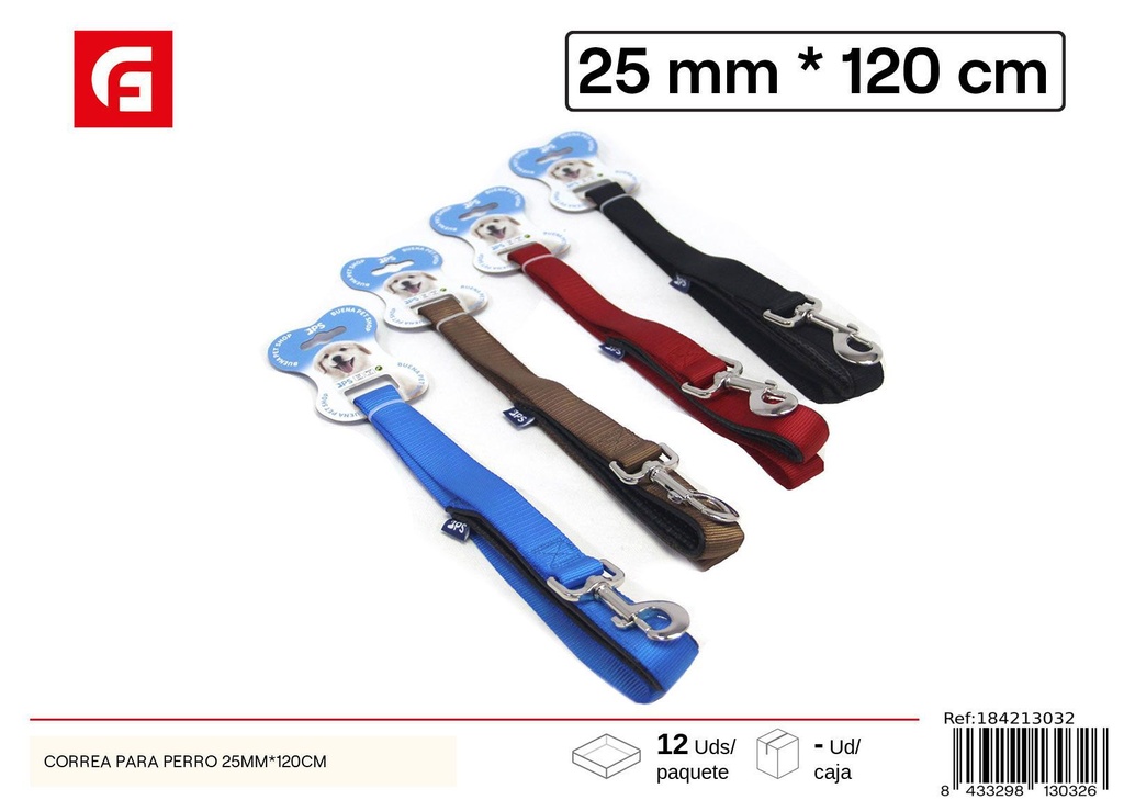 Correa para perro 25 mm x 120 cm - Accesorios para mascotas y correas
