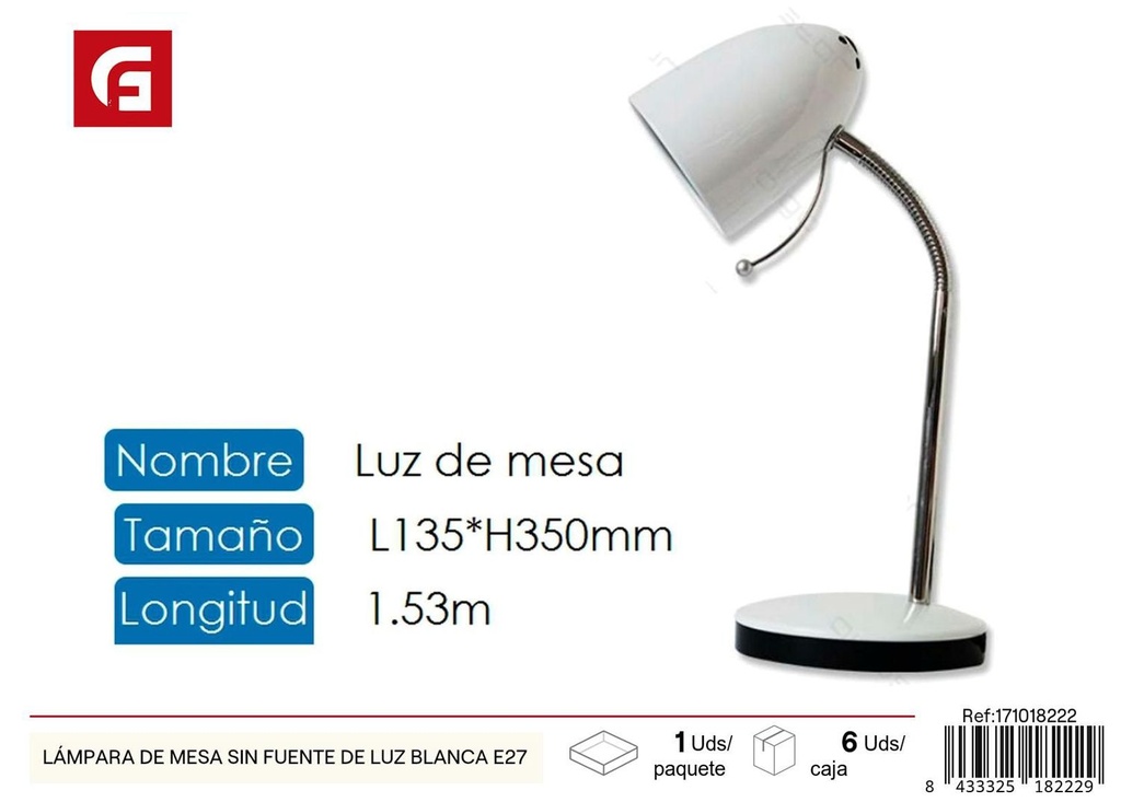 Lámpara de mesa blanca E27 - Iluminación