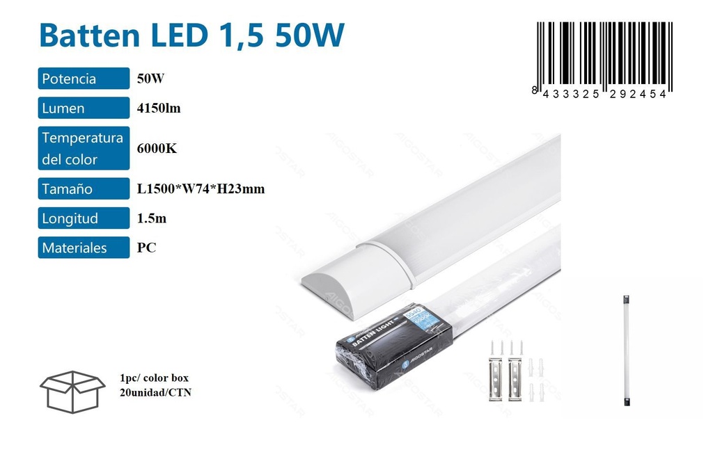 Batten LED 1.5 50W 6000K para iluminación