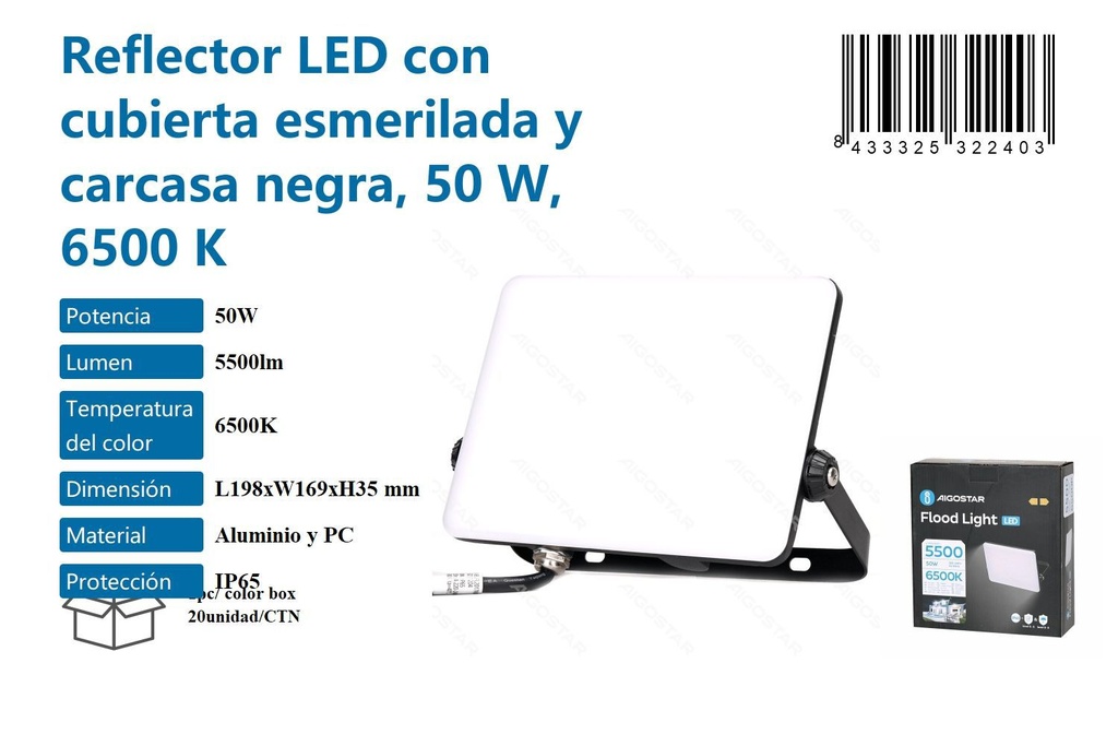 Reflector LED con cubierta esmerilada 50W - Iluminación