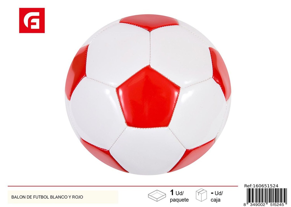 Balón de fútbol blanco y rojo 21x21x21 cm - Material de papelería y deportes