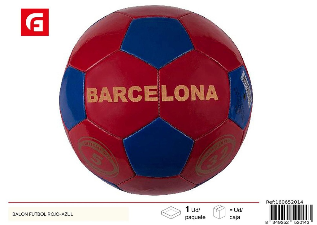Balón de fútbol rojo-azul Barcelona 21x21x21 cm - Material de papelería y deportes