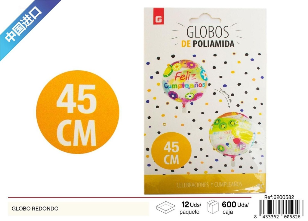 Globo redondo 18 pulgadas para fiestas y eventos