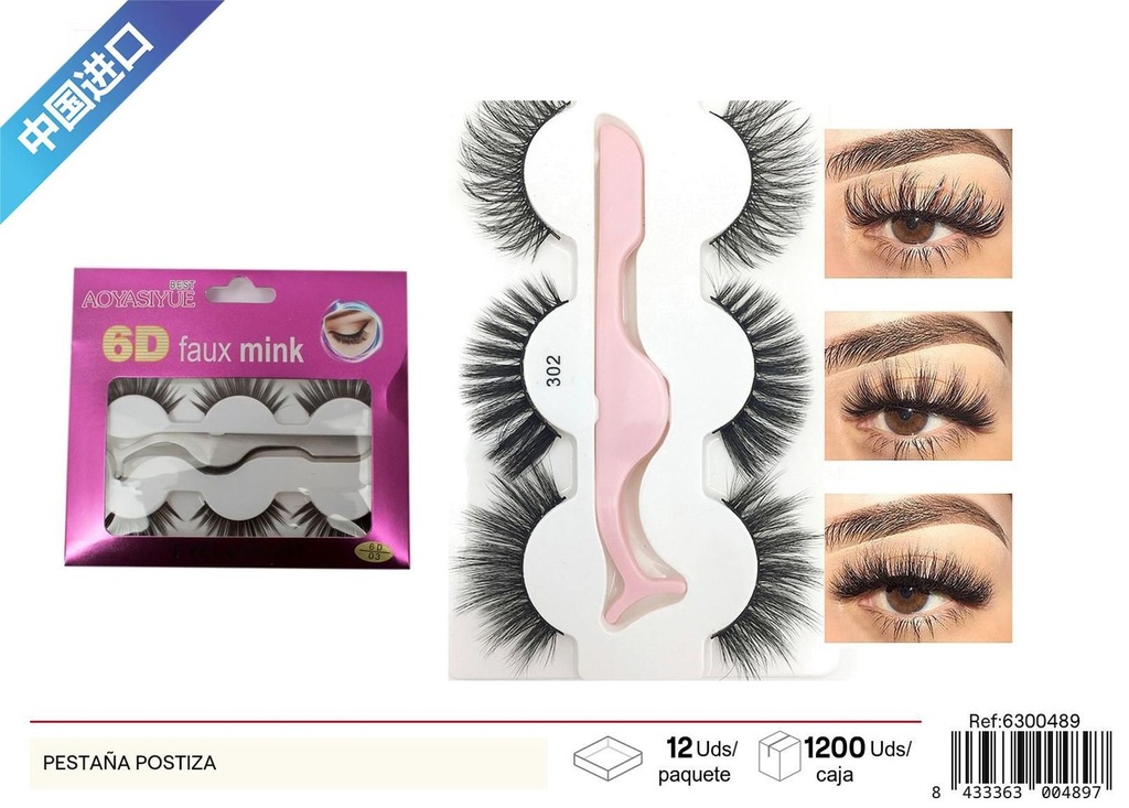 Pestañas postizas de 3 pares - Accesorios de belleza