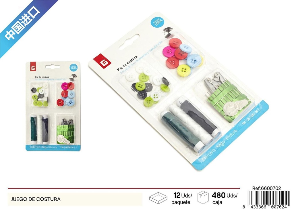 Juego de costura botones y agujas para reparaciones y manualidades