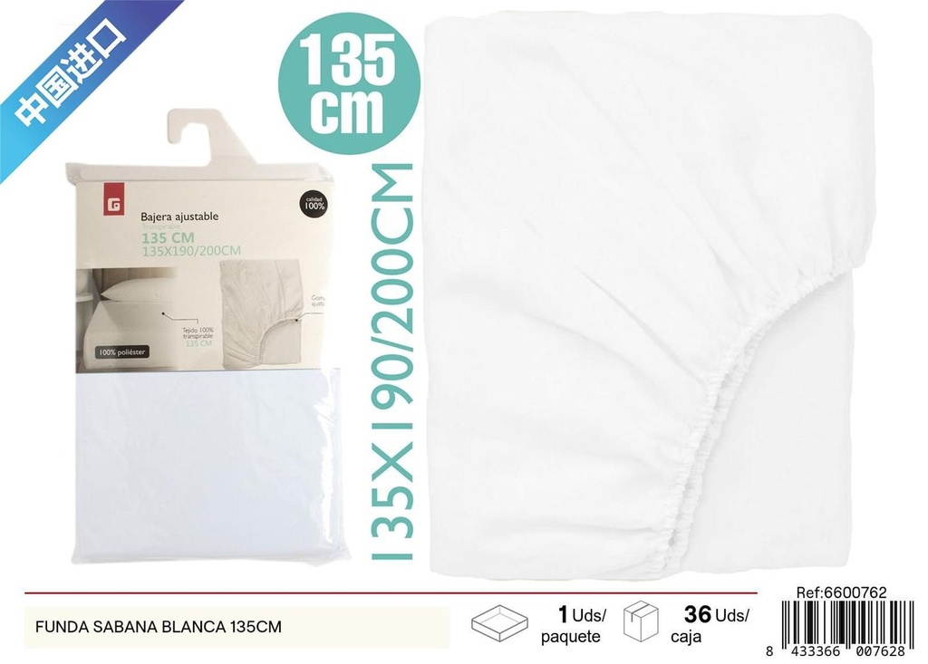 Funda de sábana blanca 135 cm - Ropa de cama