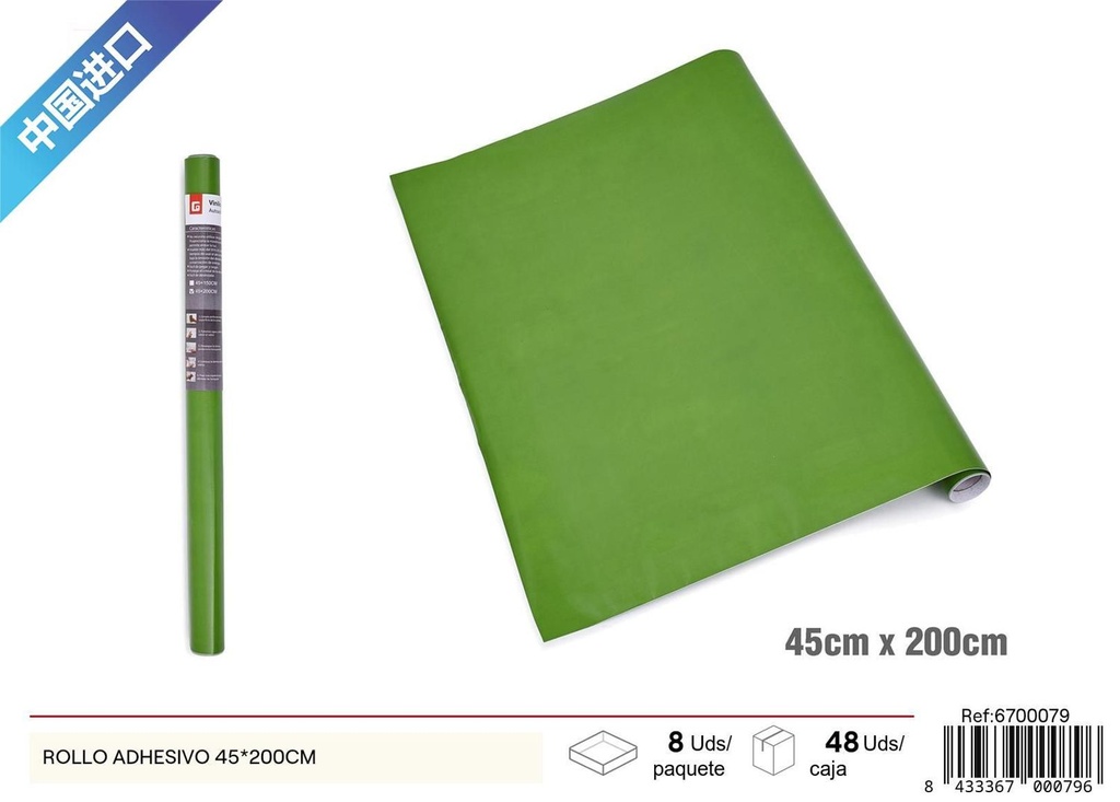 Rollo adhesivo 45*200cm papel pintado verde manzana para decoración