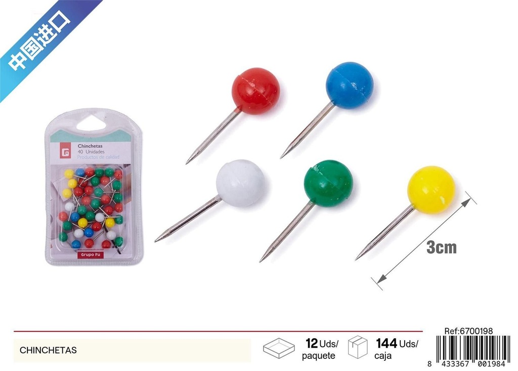 Chinchetas de colores - Material de oficina y papelería