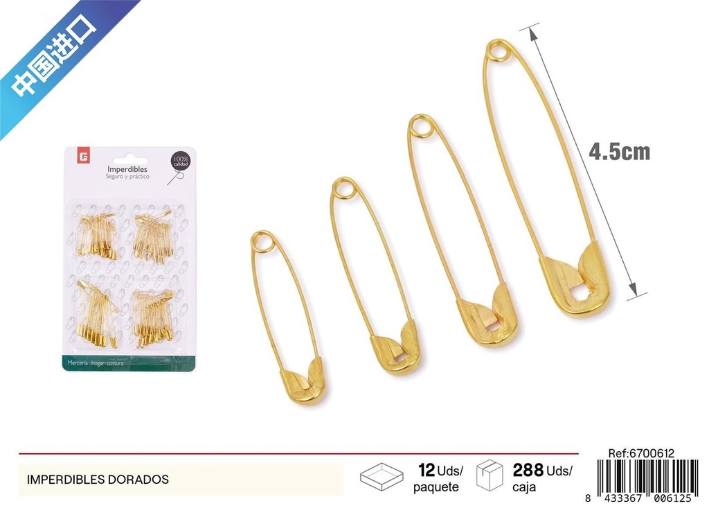 IMPERDIBLES DORADOS - Accesorios de costura