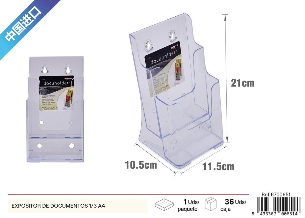 Expositor de documentos 1/3 A4 - Artículos de oficina
