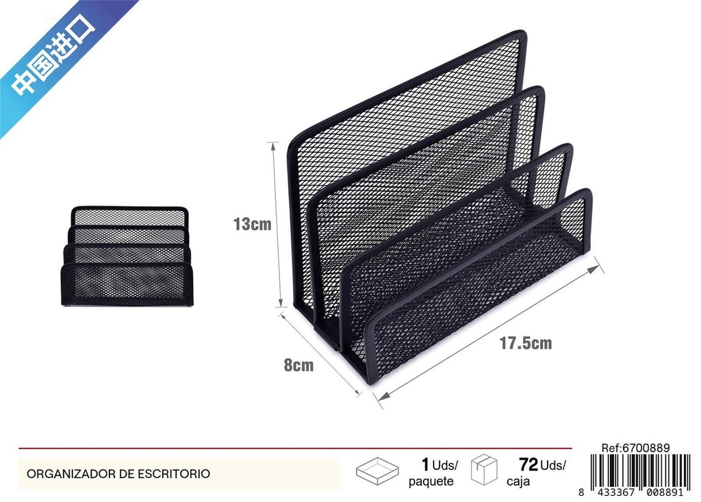 Organizador de escritorio de tres niveles para oficina